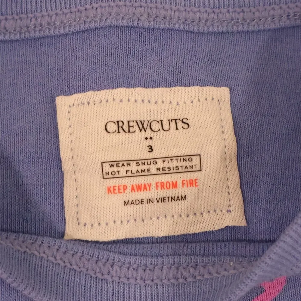 J.Crew Crewcuts Girls' Long Sleeve Bows Pajama Set Bright Hydrangea Size 3 NWT